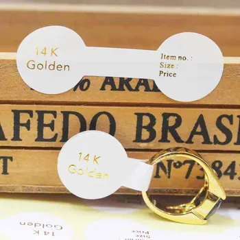 

500PCS print14k/18K Golden jewelry label tag self-adhesive handmade with love jewelry label tags folded paper ring label tags