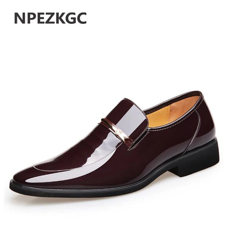 NPEZKGC/брендовые высококачественные мужские оксфорды; мужские кожаные модельные туфли; модные деловые мужские туфли; Мужские модельные туфли с острым носком; свадебные туфли