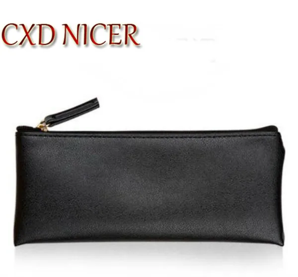 

Creative Pu Leather Pencil Case Retro Black Korean Stationery Pen Bag Fashion High Capacity Student Stationery Bag DD178