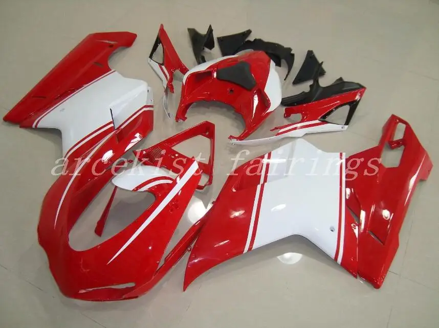 

3Gifts New ABS Mold motorcycle Fairings Fit For DUCATI 848 1098 1198 07 08 09 10 11 2007-2011 Fairing bodywork custom white red