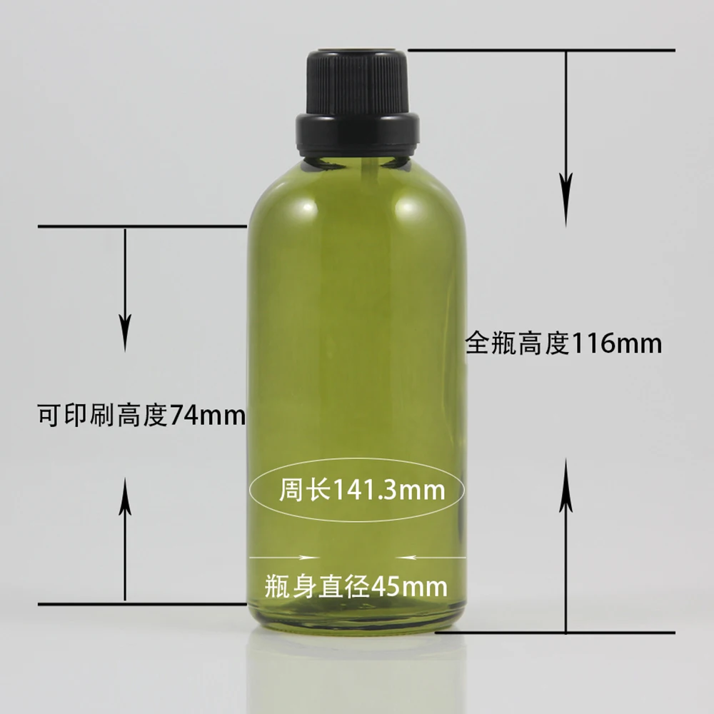 Оливковый цвет Стеклянная бутылочка для сыворотки с пластиковым черным верхом, 100 мл эфирное масло стекло упаковка в наличии