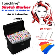 TOUCHFIVE чайник 30/40/60/80/168 Цвета художественной на спиртовой основе чайник Набор ручек для рисования манга двойной головой художественный эскиз Maker ручки