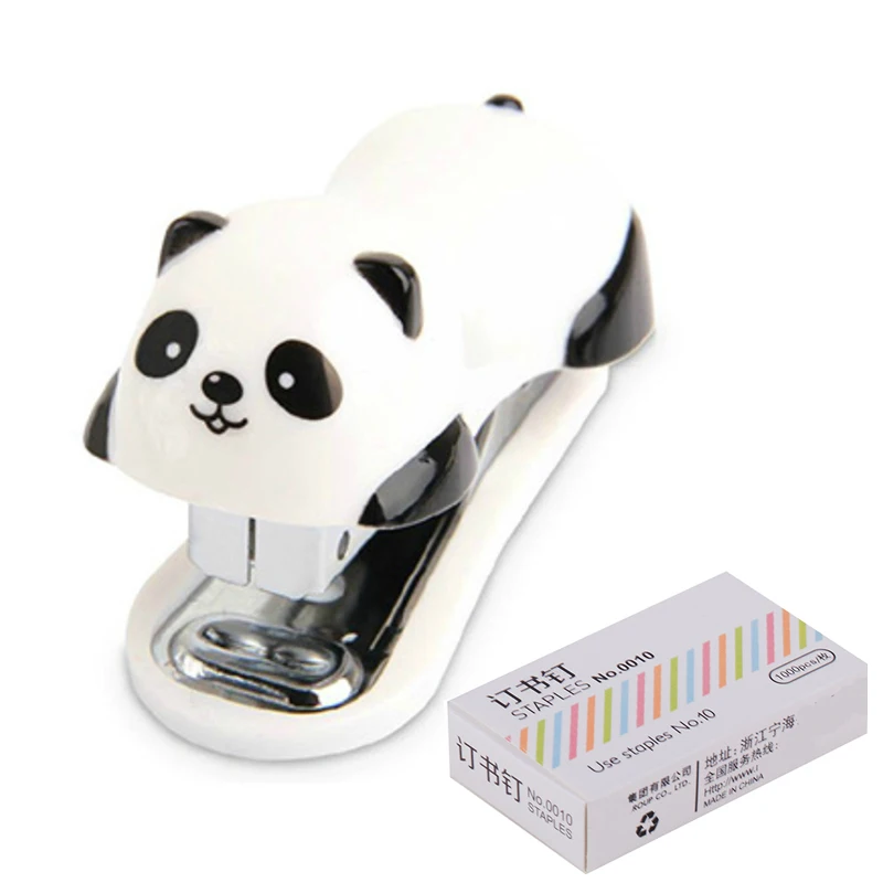 

Mini Panda Stapler Set Fashion Staplers with 10mm Steel Staples Office Binding Supplies School Stationery Grapadoras De Oficina