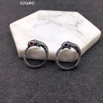 

SOQMO Cute Lizard 925 Sterling Silver Ring Men Jewelry Ring Opening Women Gift Fine Jewelry SQM076