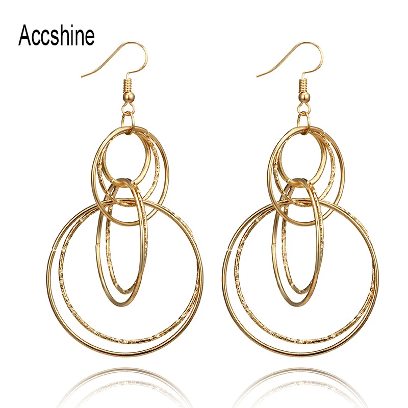 

Retro Large Circular Earrings Geometric Long Earrings Women Accessories Earring