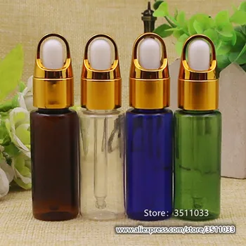 

20ML 30PCS 50pcs Blue Empty Essential Oil Container Brown Cosmetic Essence Storage Green Plastic Package Gold Basket Pipette