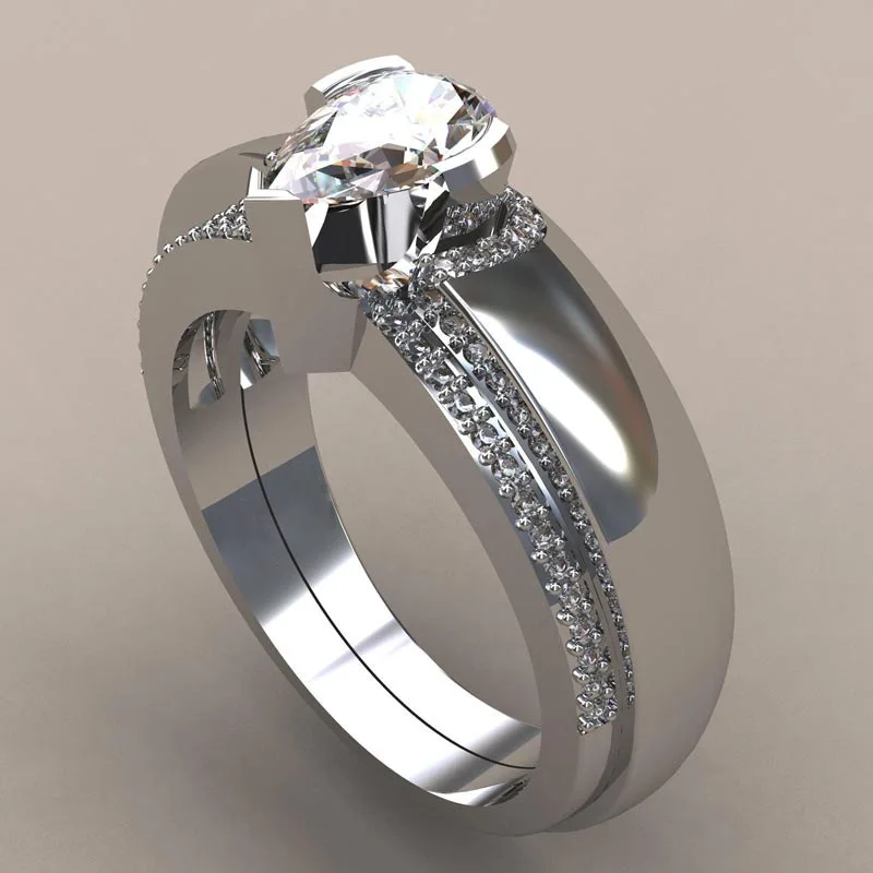 

Yobest 2019 New High Quality White Gold Color Ring Set AAA CZ Stone Fashion Wedding Ring for Woman Dropshipping
