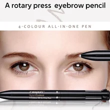 Вращающийся карандаш для бровей, 4 цвета, водостойкая ручка, стойкий натуральный макияж, серый, коричневый, для бровей, профессиональная косметика, набор