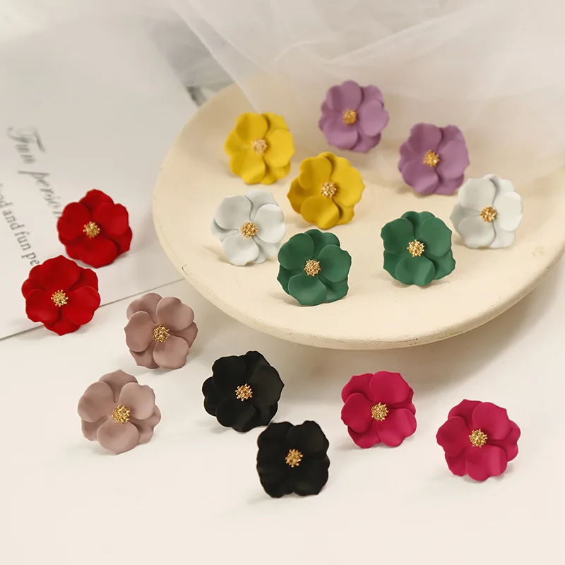 

Shiny Side New Fashion Brand Jewelry Simple Flower Stud Earrings for Women Gift Elegant Earrings Accessories