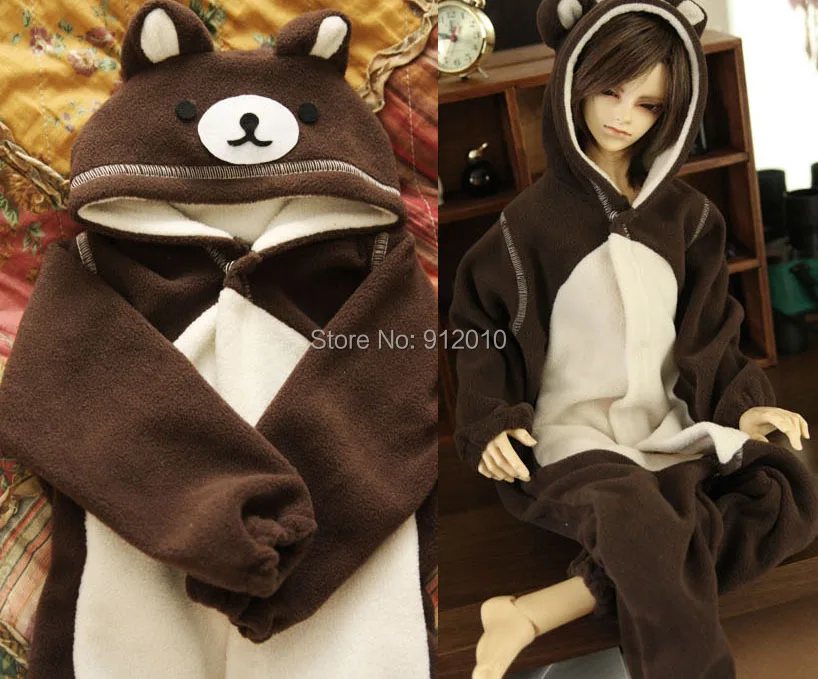 Cute Bear Pajamas Animal Outfit for BJD 1/6 1/4 SD10 DD SD13 SD17 Uncle Luts DOD AS DZ SD Doll Clothes ALB3 et17 16mm bling dark yellow sd dz dod luts bjd dollfie glass eyes outfit