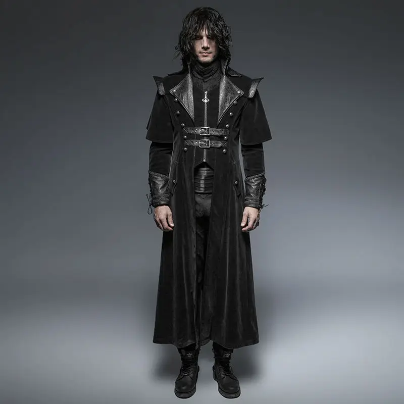 Панк Rave мужские готические панк Куртки и пальто крутые винтажные VTG Regency Highwayman