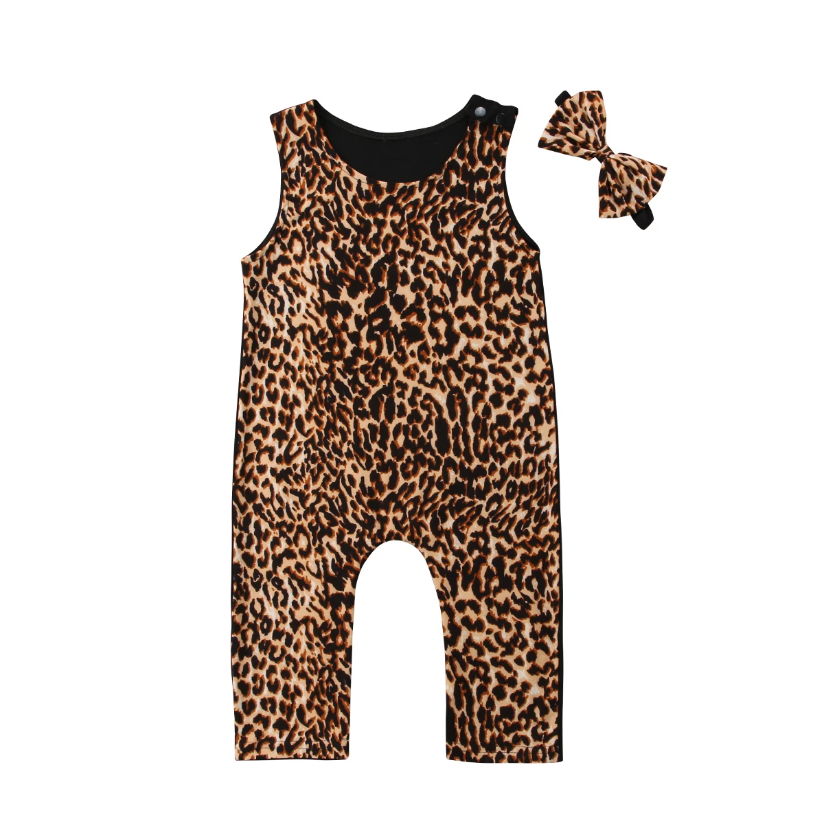 Newborn Baby Girl Leopard Print Romper Jumpsuit Headband Outfit Clothes | Детская одежда и обувь