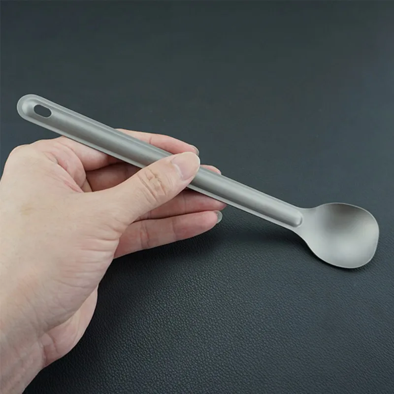 Открытый Кемпинг чистый титан длинная ручка Ложка Кемпинг Светильник титана посуда EDC ложка посуда