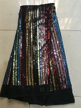 

YG-775 best quality Sequins african tulle mesh lace fabric with sequins for fashion show dress