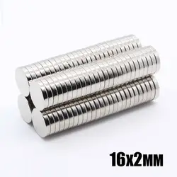 100 шт 16x2 мм, неодимовый магнит 16x2 мм N35 маленький диск Круглый супер сильные магниты 16*2 мм Мощный редкоземельные магнит s