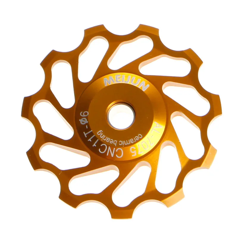 11 зуб MTB керамический подшипник опорный ролик дорожный велосипедный переключатель Горячий - Цвет: Gold