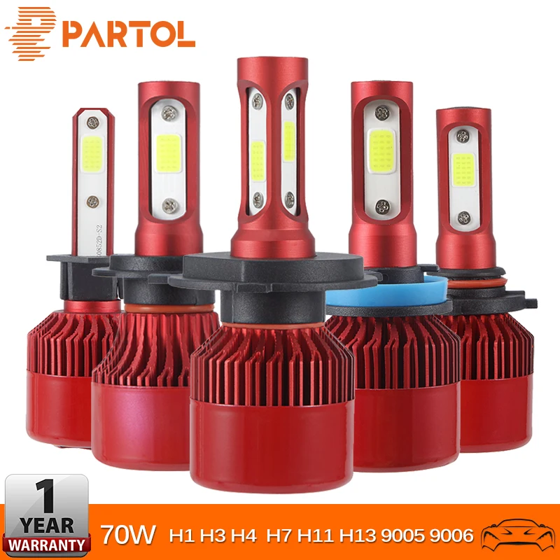 Светодиодный фонарь Partol для автомобиля 70 Вт 7000LM H4 H7 H11 H1 COB Chips 9005 9006 H3 6500K 4300K 12 В 24