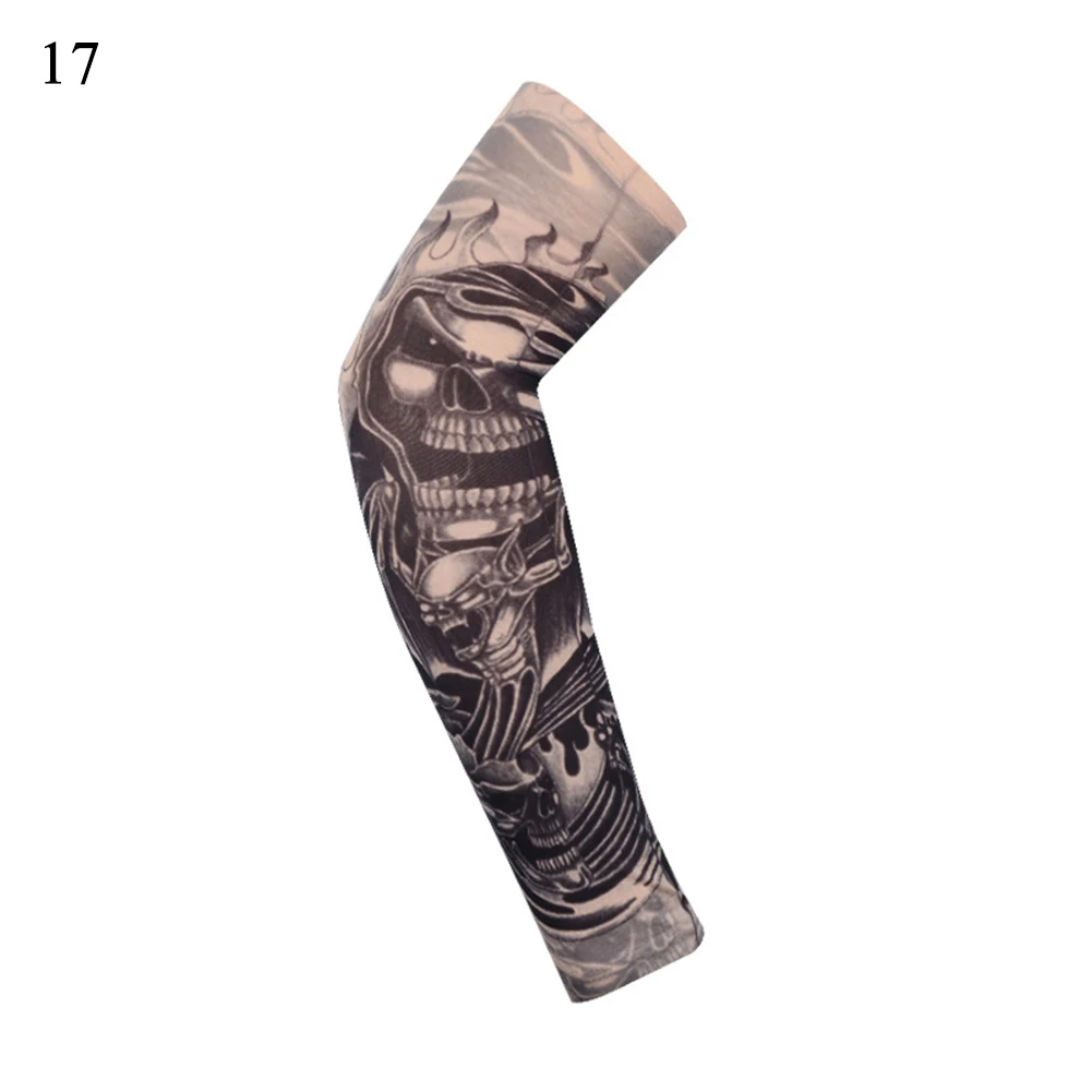 1 шт. модные 3D татуировки напечатаны нарукавники унисекс Открытый Велоспорт рукава руки УФ Защита Чехол для денег мультфильм наручная повязка - Цвет: 17