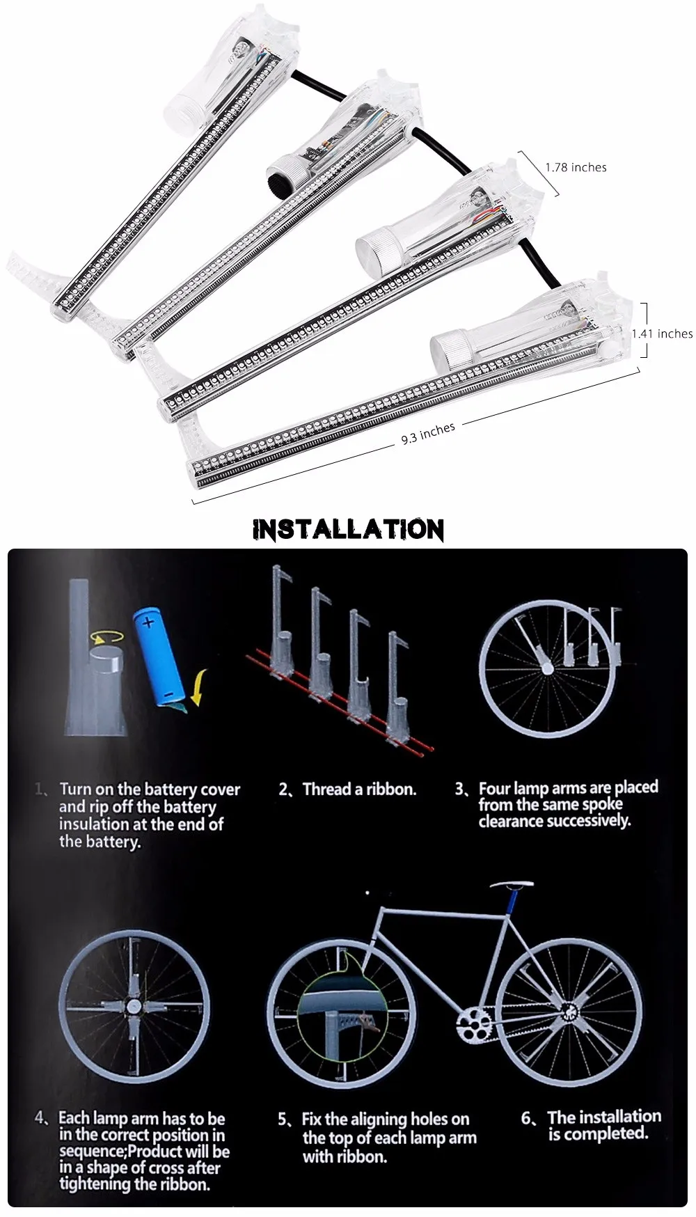 Flash Deal 256 / 416 LEDs Programmable Bicycle Light Video Gif Picture DIY Bike Led Wheel Spoke Bike Lights Waterproof Cycling Light 7
