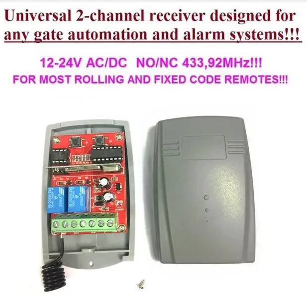 

2pcs Universal compatible receiver fixed code and rolling code 433.92mhz for BFT,,NICE,DOORHAN,ATA,MHOUSE free shipping