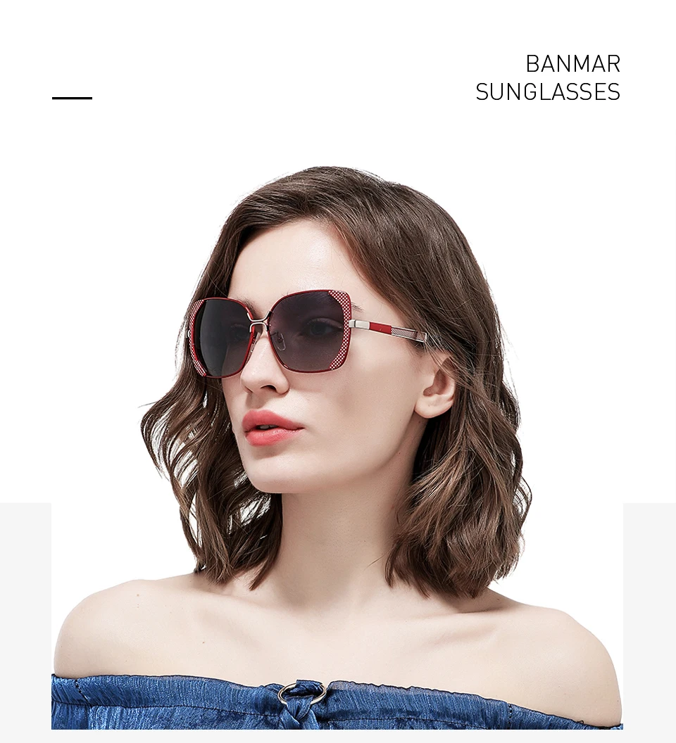 BANMAR фирменный дизайн поляризованные Большие женские очки женские градиентные кошачий глаз красные Солнцезащитные очки женские винтажные