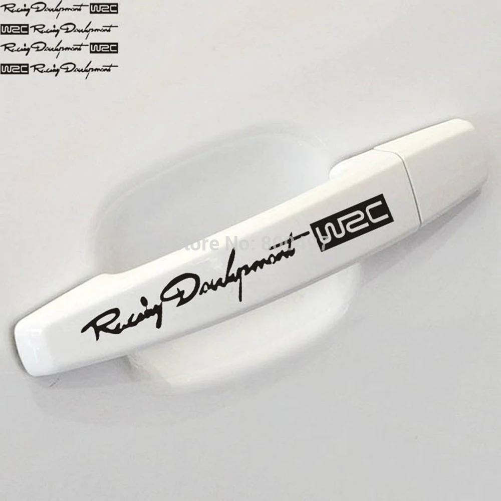 4 x Car Styling Fashion Creative Auto Decorative Decals World Racing Development WRC Car Door Handle Vinyl Car Body Decals 4 x Car Styling Fashion Creative Auto Decorative Decals World Racing Development WRC Car Door Handle Vinyl Car Body Decals