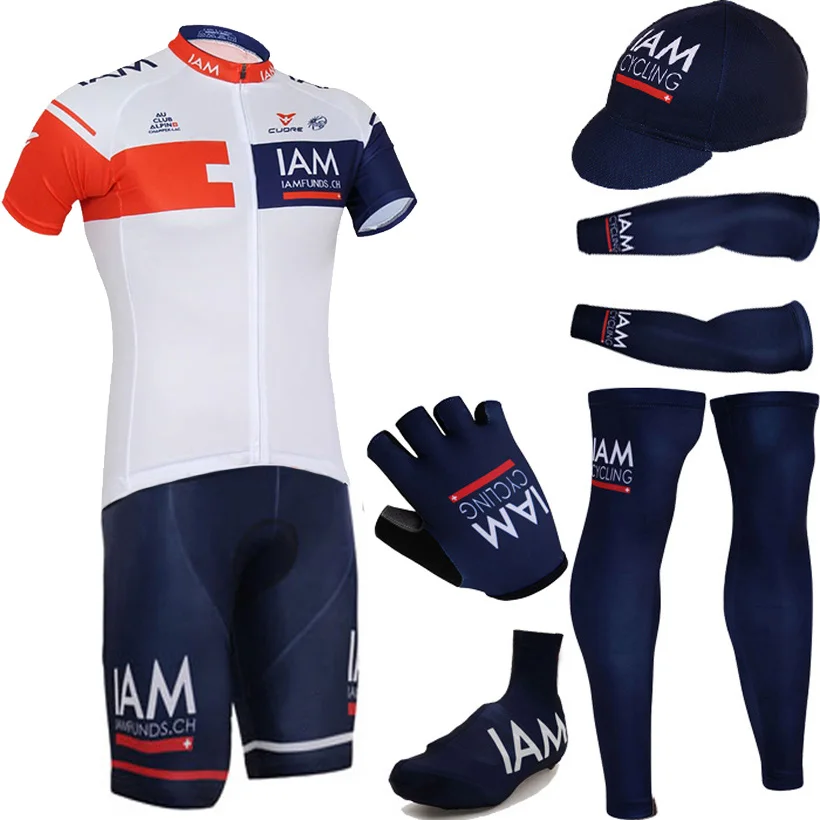 

2017 I am team pro cycling jersey bibs shorts set White IAM quick dry cycling team wear Maillot Culotte full set