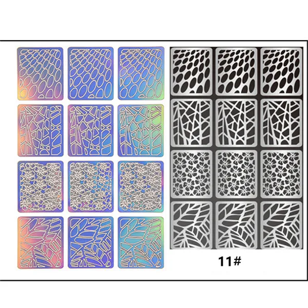1 лист Новая мода винил для ногтей наклейки-Трафарет DIY маникюр Дизайн ногтей Инструмент 24 узора - Цвет: Pattern 11