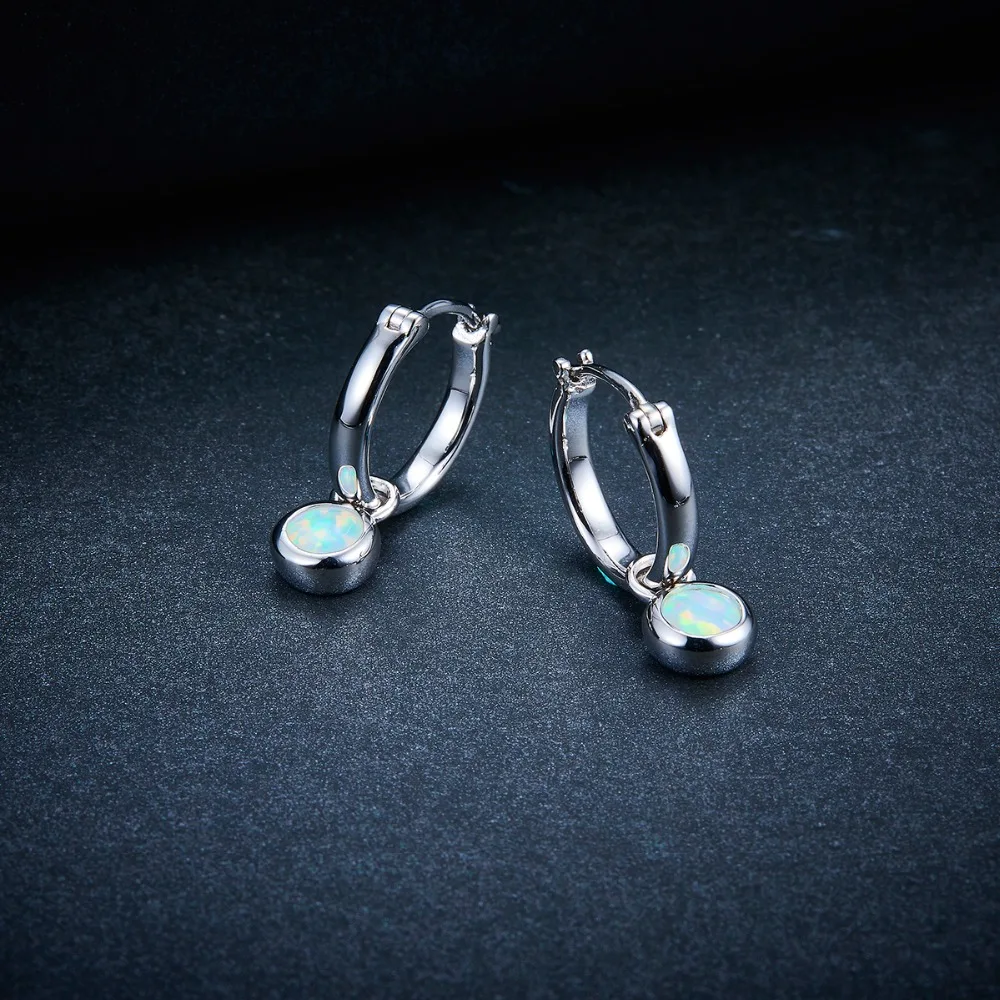 Tanie Hutang srebrne kolczyki 925 biżuteria Opal kamień szlachetne klipsy dla kobiet srebro grzywny elegancka klasyczna biżuteria