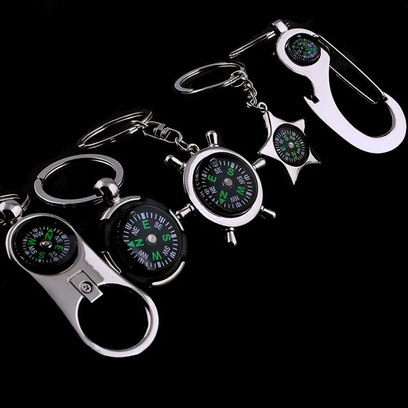 

2018 New Car Tool Outdoor Survive Keychain Compass Mini Pocket Brass Watch Style Ring Keychain Camping Hiking Compass Navigation