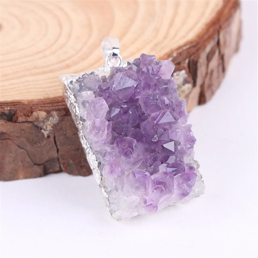 

Natural Amethysts Crystal Druzy Pendant Gold Plating Irregular Quartz Pendants Jewelry Making Natural Stone Pendants Pendulum