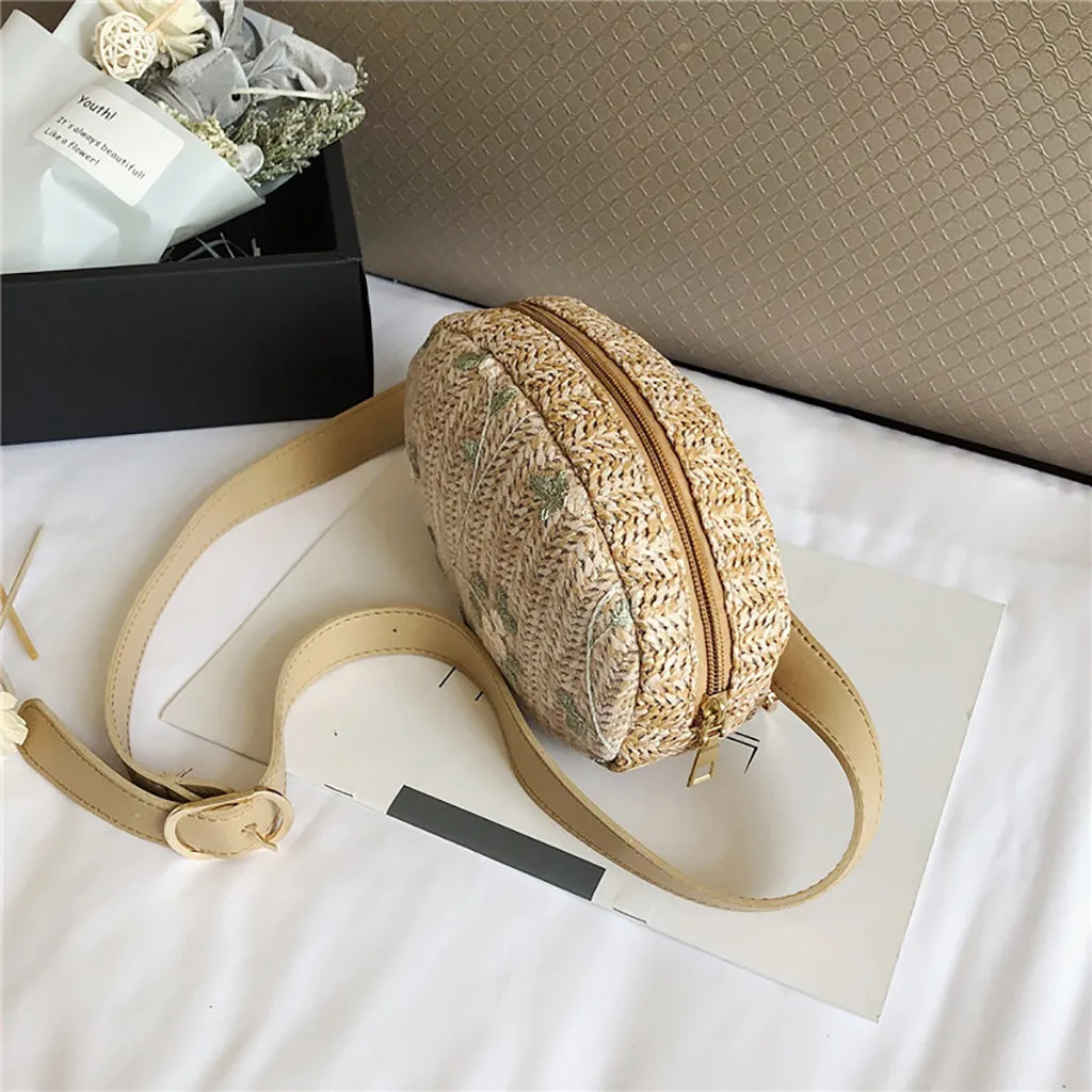 Fashion Chest Bag Casual Summer Women Lace Straw Simple Versatile Messenger Bag Waist Chest Bag Crossbody Mobile Phone Bags