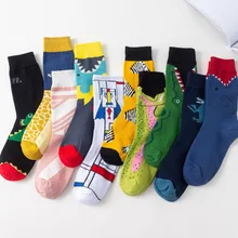 PEONFLY/женские милые носки-крокодил, динозавр, Зебра, Мультяшные животные, модные жаккардовые полосатые Разноцветные Повседневные хлопковые носки