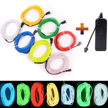

3V Battery 1m/3m/5M Flexible Neon Light Glow EL Wire Rope tape Cable Strip Neon Light Sign Shoes Clothing waterproof Neon Lamp