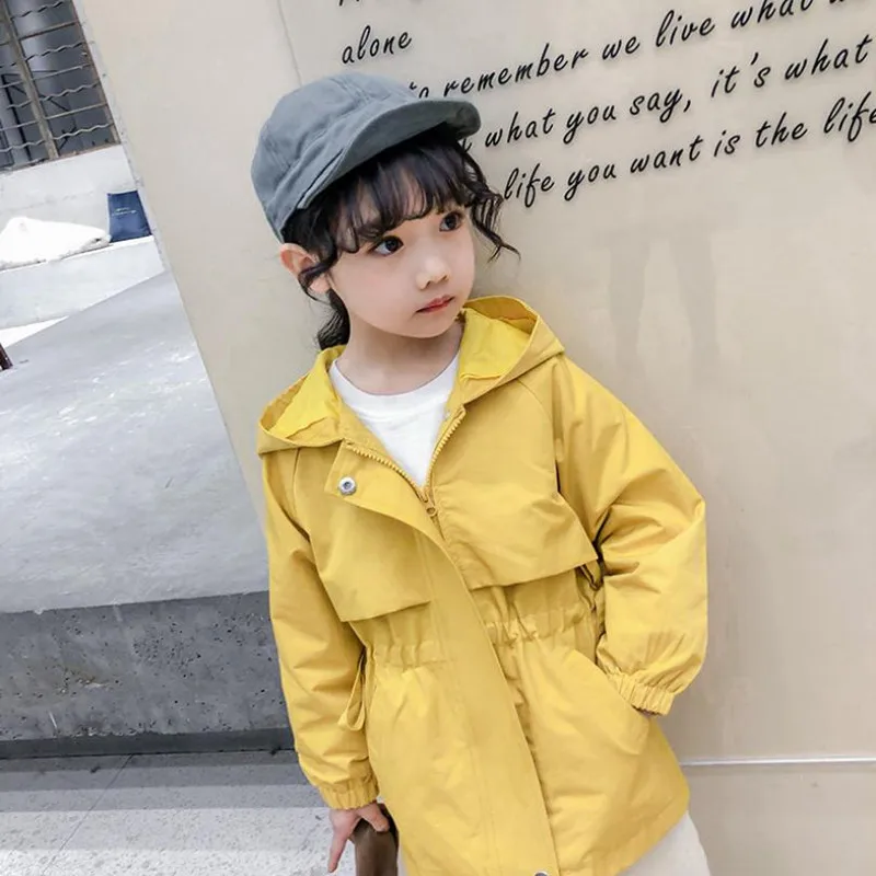 

Kids Girls Clothes 2019 Spring Children Outwear Fashion Long Soild Back Flower Embroidery Hooded Zipper Jackets And Coats 2-8Yrs