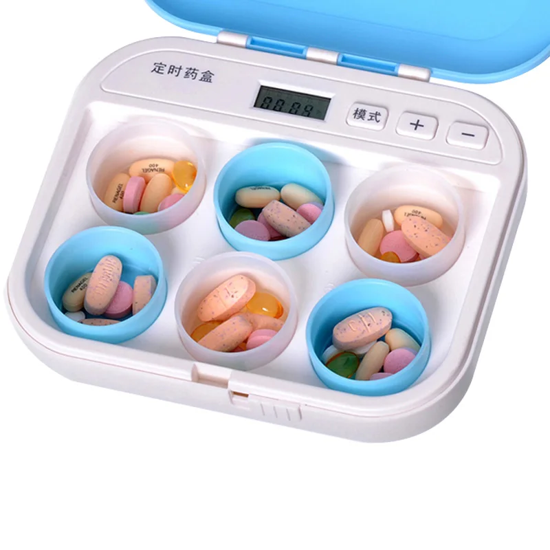 Electronic Digital Compartment Smart Timing Sealed Pill Case Medicine