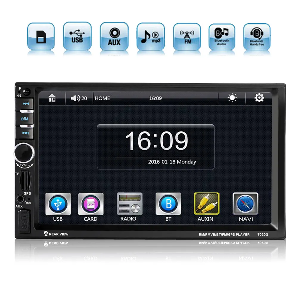 

7 Inch Touch Screen Bluetooth Auto Car FM Radio Receiver MP5 Player In Dash 2 Double din with Remote Control & GPS Navigation