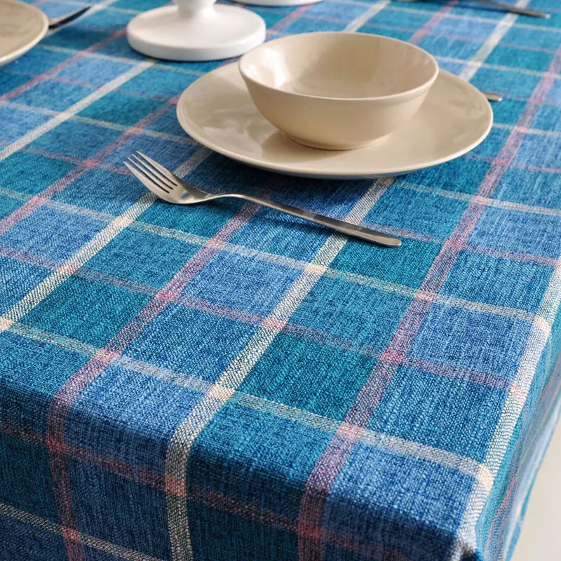 Blue plaid Медленное дерево, толстая клетчатая скатерть, современные кухонные скатерти, наппэ покрытие, полотенца, чайный сад, домашняя скатерть, прямоугольная - Цвет: Blue plaid