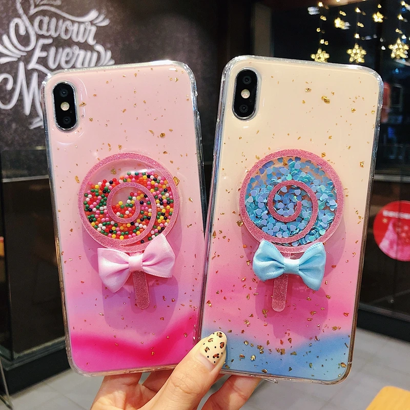 

Transparent mirror gum bow back cover for iPhone 8 plus case 6 6s 7 x xr phone case for iphone xs max cases for iphone 7 case