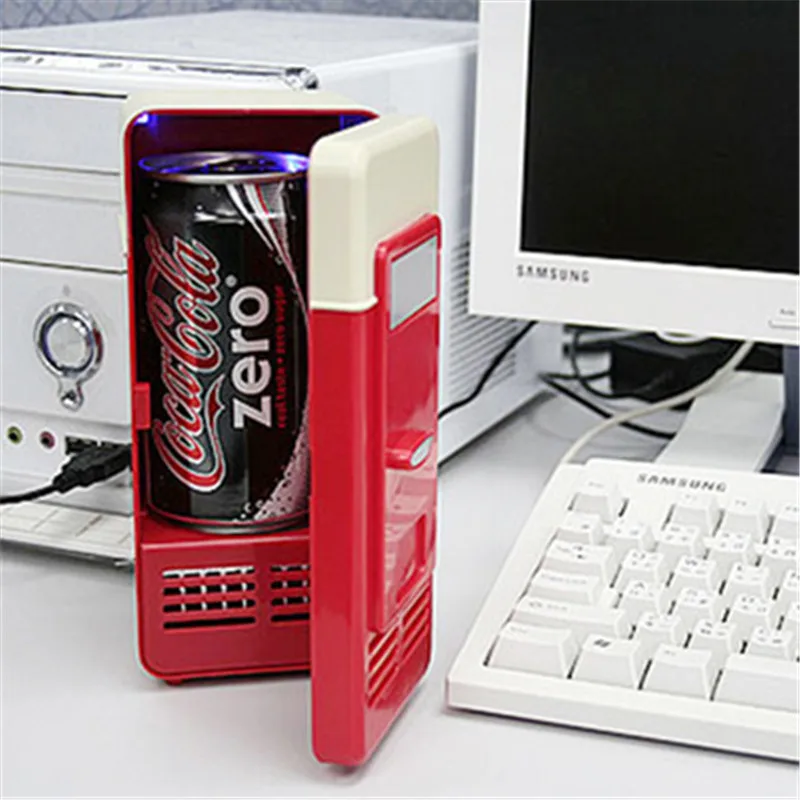 Новый 2 в 1 настольный мини-холодильник USB гаджет банки для напитков охладитель теплый холодильник с внутренним светодиодный легкий