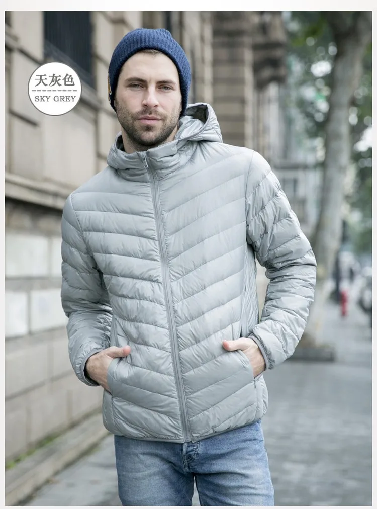 black puffer jacket New autumn winter ultra thin duck down men jacket plus size XXXL hooded jacket for men fashion mens Outerwear coat waterproof puffer jacket