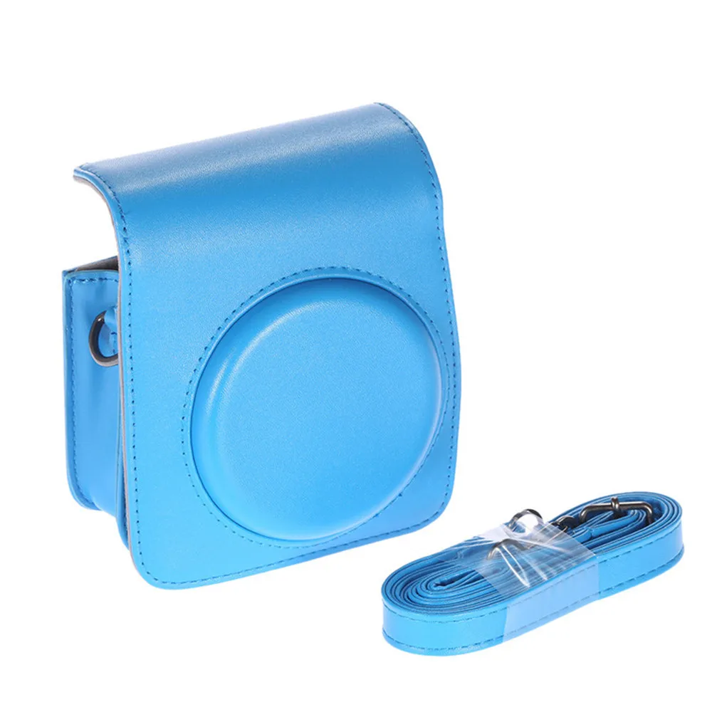 Высококачественный чехол из искусственной кожи для камеры, сумка на плечо, чехол для Fujifilm Fuji Instax Mini 70 фотоаппарат Polaroid рюкзак - Цвет: Синий