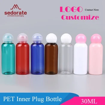 

Sedorate 50 pcs/Lot PET Plastic Refillable Bottle With Inner Plug 30ML Cute Ball Cap Lotion Containers Empty Containers FN001