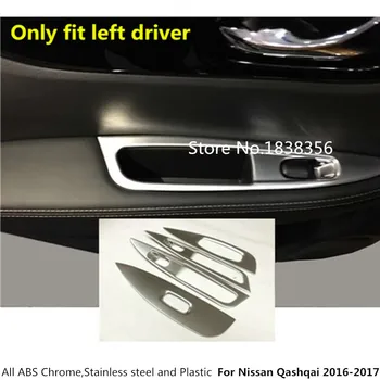 

Car ABS chrome door Window glass interior panel Armrest Lift Switch Button trim molding For Nissan Qashqai 2016 2017 2018 2019