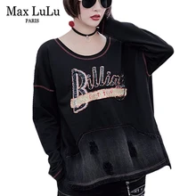 Max LuLu роскошные бриллиантовые дизайнерские панковские уличные женские джинсовые футболки Harajuku Camisetas Mujer Женская футболка BTS размера плюс