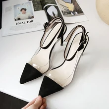 YANSHENGXIN Transparent Patchwork Women's Summer Shoes Fashion High Heels Sandals Female Footwear Women Pointed Toe Pumps Shoes wetkiss wood high heels women summer sandals pointed toe footwear genuine leather sandals shoes new fashion office female shoes