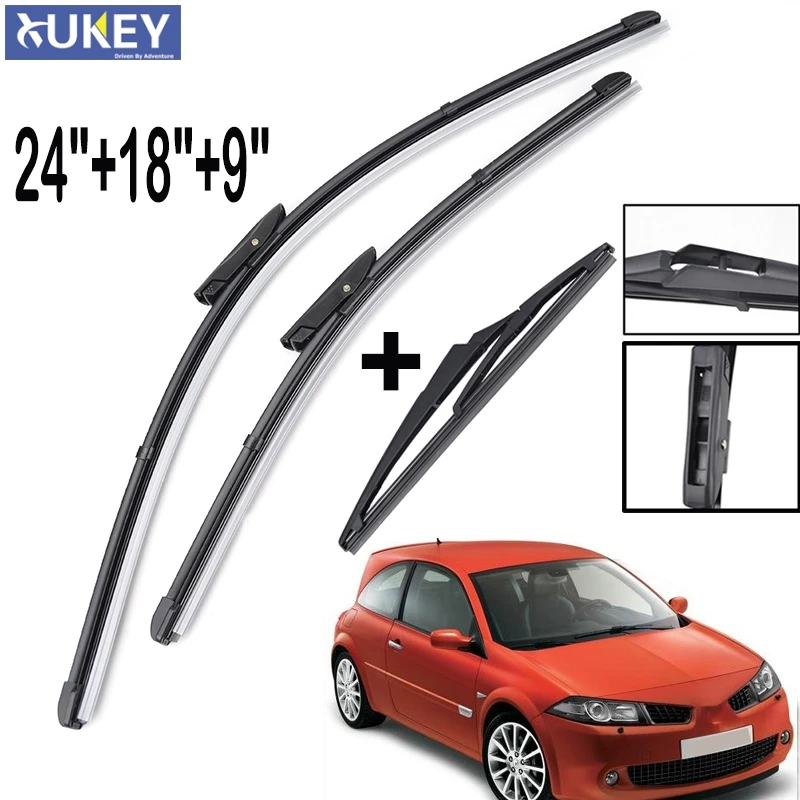 Xukey Windshield Windscreen Wiper Blades Set Kit For Renault Megane 2 II 2006 2007 2008 2009