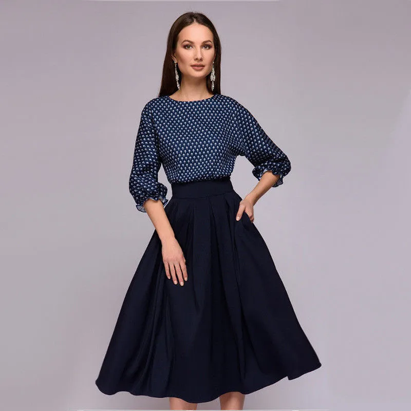 

Women's Sexy Vintage Style Summer Autumn Clothes 3/4 Sleeve Evening Party Rockabilly Retro Dress Regular Size Pullover