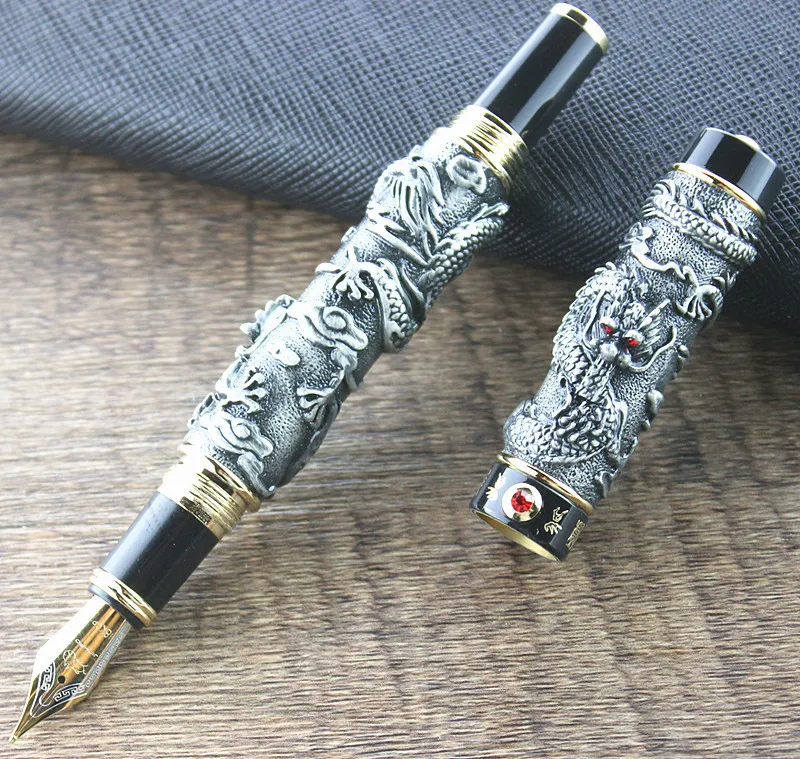 Jinhao Ручка с драконом роскошный толстый корпус авторучка высококачественная металлическая подарочная ручка с оригинальным чехол 0,7 мм чернильные ручки для работы
