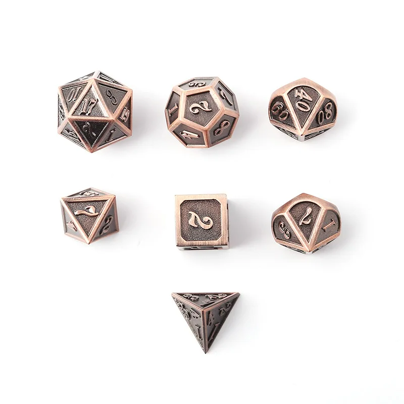 

New Font Dragon and Dungeon 7 Pieces / Creative D20 10 6 8 12 Role Playing Dice D&D Metal Dice Set Brown Digitale Dobbel